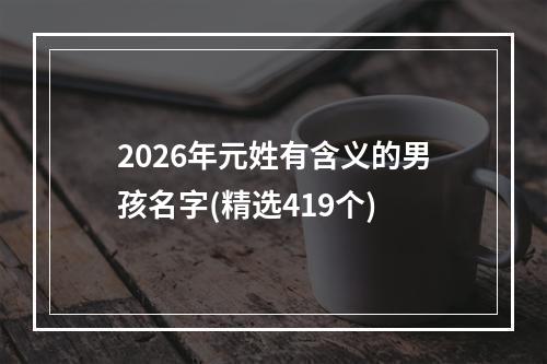 2026年元姓有含义的男孩名字(精选419个)