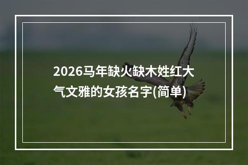 2026马年缺火缺木姓红大气文雅的女孩名字(简单)