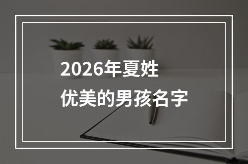 2026年夏姓优美的男孩名字