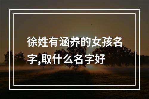 徐姓有涵养的女孩名字,取什么名字好