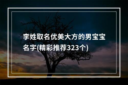 李姓取名优美大方的男宝宝名字(精彩推荐323个)