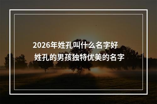 2026年姓孔叫什么名字好 姓孔的男孩独特优美的名字