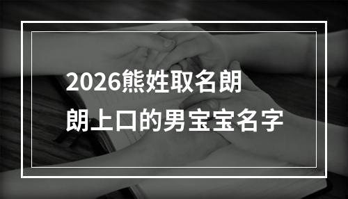 2026熊姓取名朗朗上口的男宝宝名字