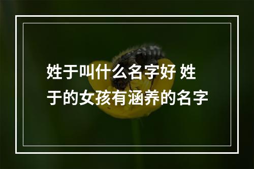 姓于叫什么名字好 姓于的女孩有涵养的名字