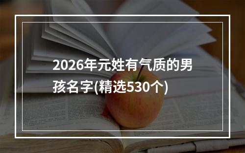 2026年元姓有气质的男孩名字(精选530个)