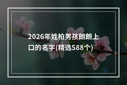2026年姓柏男孩朗朗上口的名字(精选588个)