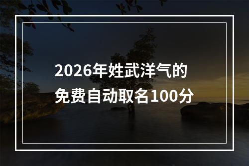 2026年姓武洋气的免费自动取名100分